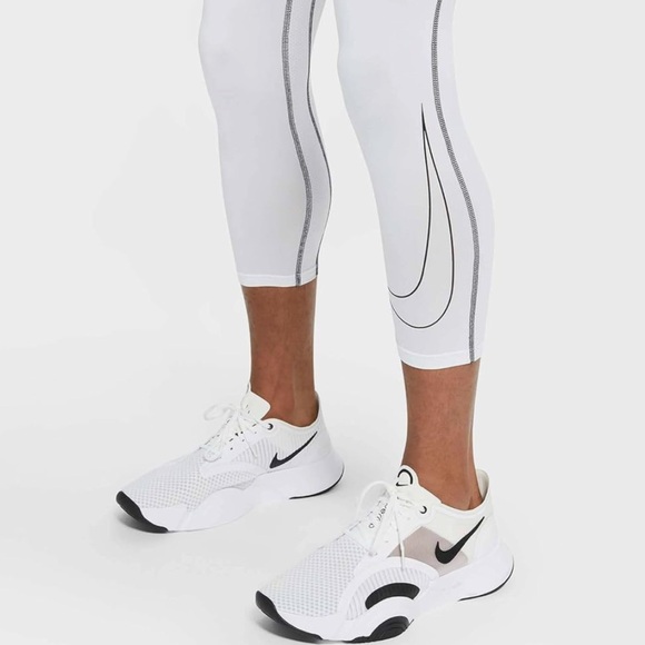 NIKE MENS PRO DR-FIT 3/4 BLACK & WHITE TRAINING TIGHTS SIZE SMALL - Picture 3 of 10